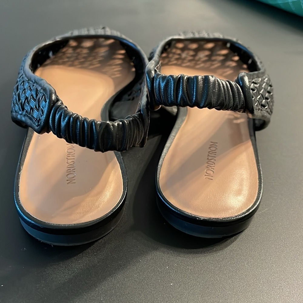 Nordstrom Arabella Slingbacks Woven Flats Size 10M Black Square Toe - Picture 10 of 10